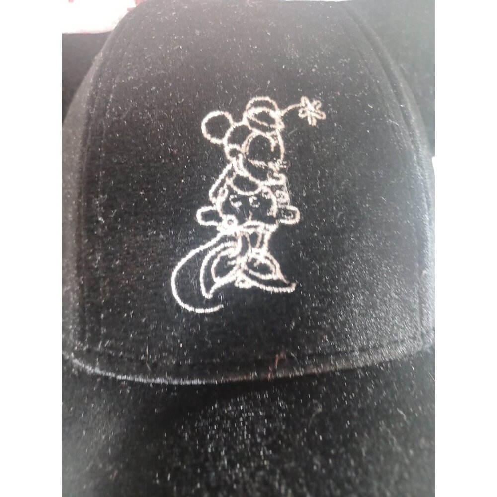 New Minnie Mouse Ears  Adult Velvet Adjustable Hat Cap With Pink Floral Bow - Picture 10 of 10